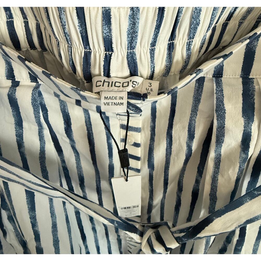 NWT Chico's Palermo Striped Tie-Front Midi Skirt Blue, 3 - Picture 6 of 14